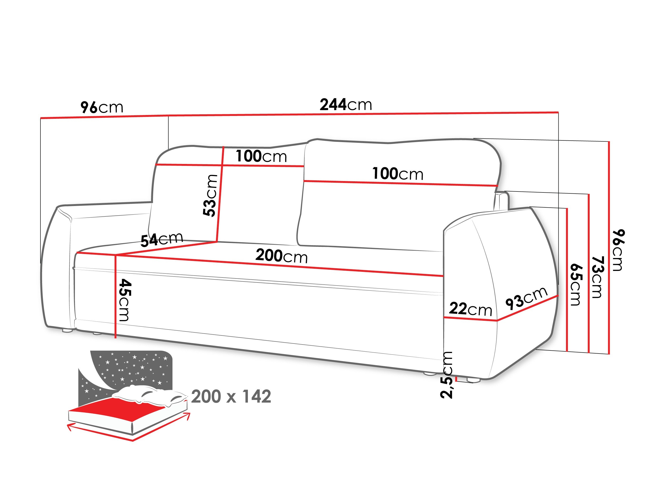 Sofa na razvlačenje Vineland 174 (Margo 227.09)