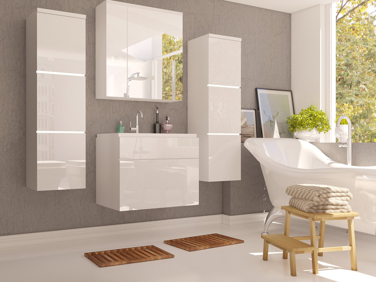 Set za kupatilo Tucson 105 (Belo + Sjajno belo)