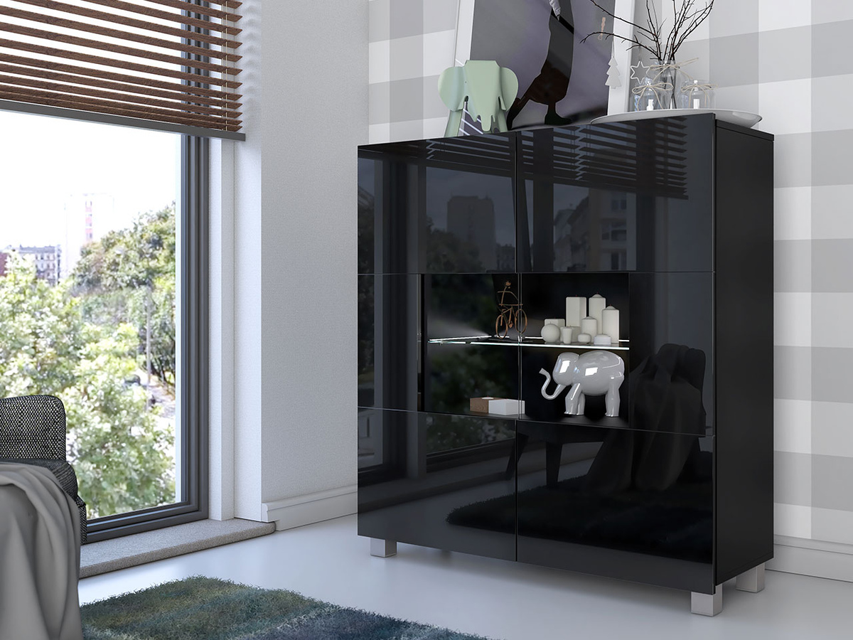 Ormarić Tivdalu 100 (Crno + Crna visoki sjaj)