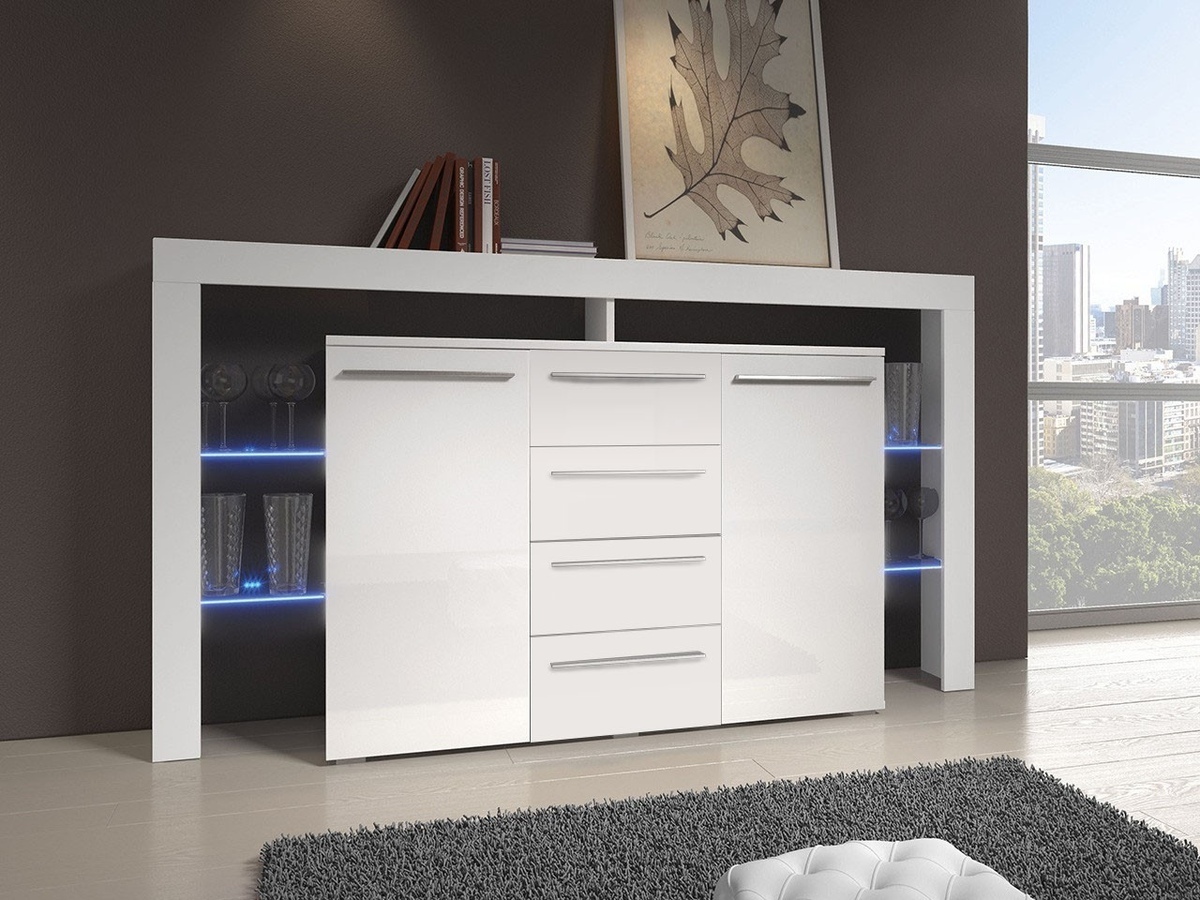 Komoda Nashville 106 (Belo + Sjajno belo)