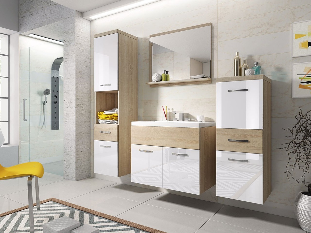 Set za kupatilo Sarasota 109 (Sonoma hrast + Sjajno belo)