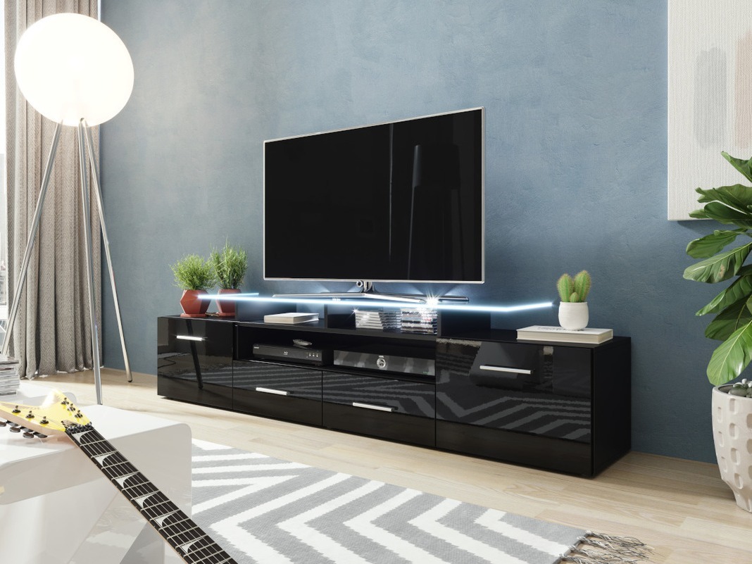 TV komoda Charlotte 117 (Crno + Sjajno crna)