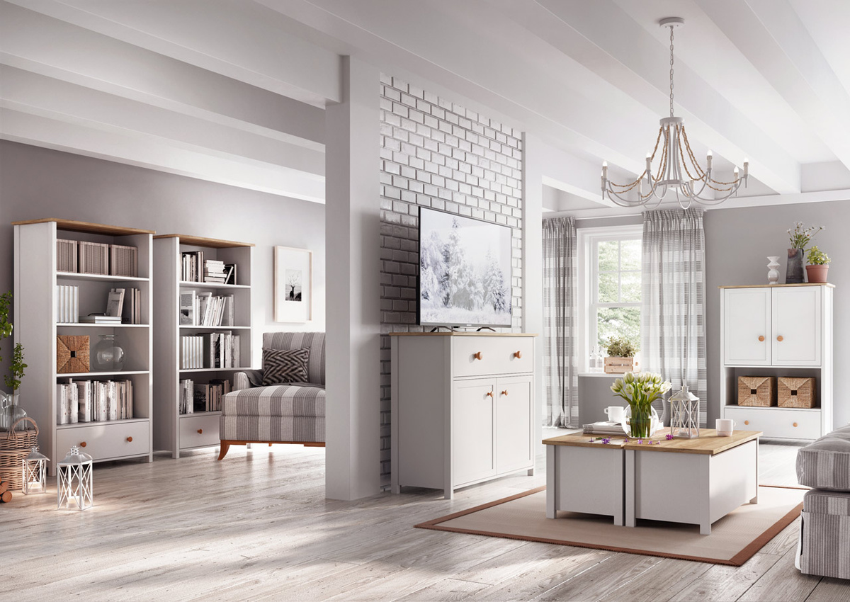 Komoda Romelbo 144 (Belo + Hrast)